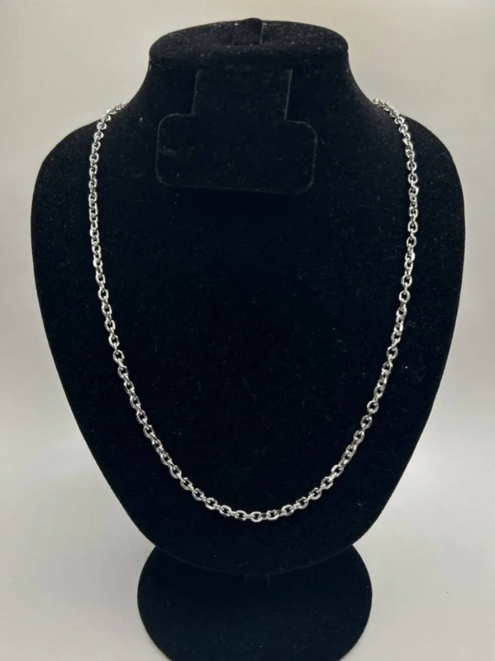 Vintage Real Silver Link Chain 22 Inch Plated Stainless Steel Waterproof New